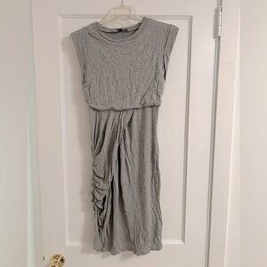 ASOS Dress in Gray; size 6; cap sleeve; bodycon; side ruching; back cut out